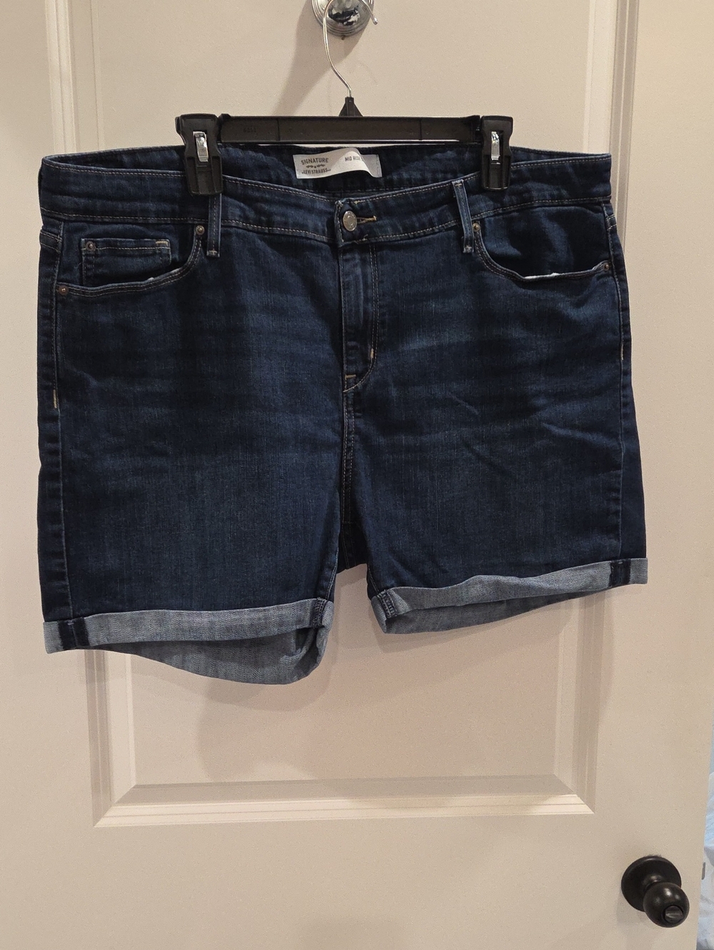 Signature by Levi Strauss Dark Blue Rolled Hem Jean Shorts